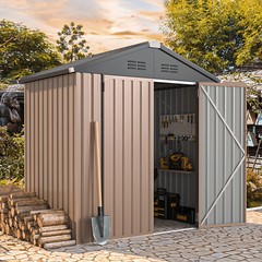 AECOJOY 4’x6’/ 6’x8′ Outdoor Metal Storage Shed for Garden Tools Lockable Door