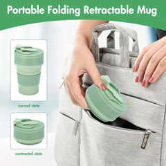 Silicone Folding Cup Collapsible Mug Portable with Cover Coffee Travel Outdoors