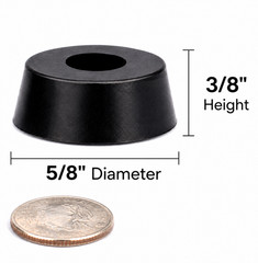 5/8” x 3/8” D X H Rubber Bumper w Recessed Steel Washer Rubber Feet 8 Per Pack