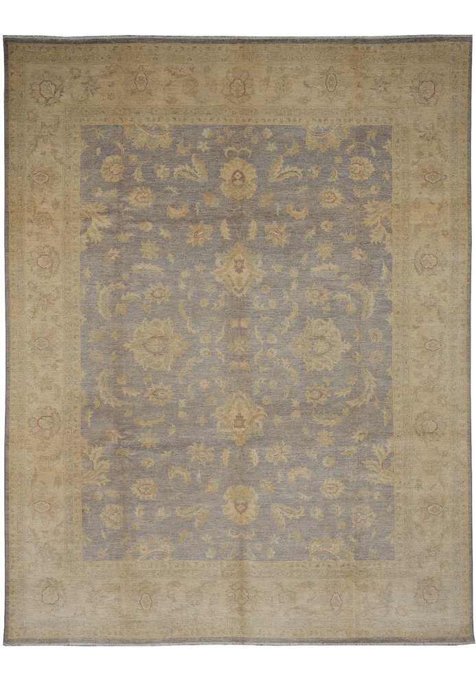 8.11 x 11.8 Slate and Gold Chobi Zigler Handmade Pakistan Rug #F-4258