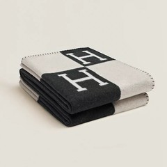 Hermes Avalon throw inspired blanket Classic Black/White Wool