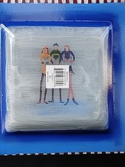 Holiday Platter 14″ Square NIB Block Crystal Snow Days Glass Reverse Handpainted