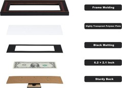 Paper Money Holder Dollar Bill Display Currency Frame, Easel Stand & Wall Hanger
