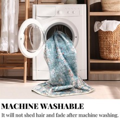 Boho Rug 3’x5′ Machine Washable Teal Small Area Rugs for Entryway Bedroom