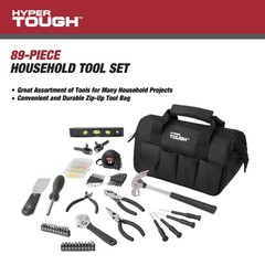 89-Piece Black Household Tool Set with 12-Pocket Tool Bag