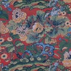 CY1541 red green Dynasty asian oriental scenic floral branch wallpaper rolls 3D