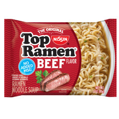 (24 pack) Nissin Foods Top Ramen Instant Ramen Noodle Soup,Beef Flavor,3oz Bag