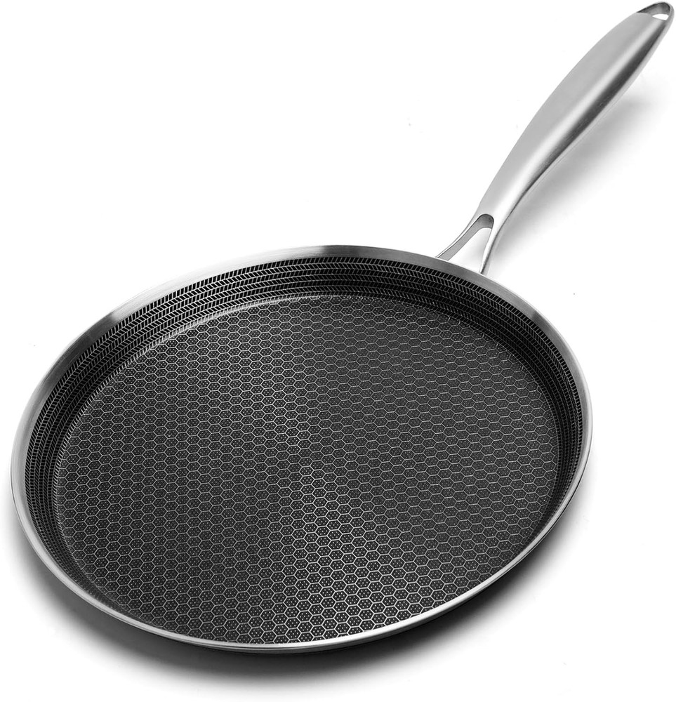 Innerwell Nonstick Crepe Pan 12 inch Stainless Steel Crepe Pan Honeycomb Coating