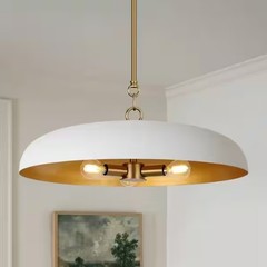 19.75 in. 3-Light Modern White Dome Hanging Pendant Light for Kitchen Island
