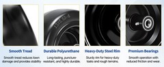 2 Pcs 13×6.50-6 Flat Free Lawn Mower Tire and Wheel, with 3/4″ Bearings & Extra