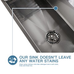 Silver Stainless Steel Kitchen Sink Drop In Top Mount Single Bowl Basin W/Faucet