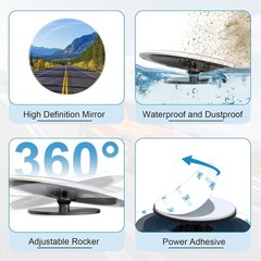 Car Blind Spot Mirror, HD Glass Wide Angle Side Rear View Mirror, round Stick-On