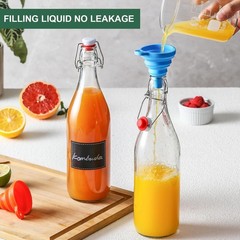 8 Pack [1 Liter / 33 Fl. Oz.] Swing Top Glass Bottles W/ Airtight Stopper Lids –
