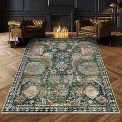Durable Washable Area Rug 3′ x 5′ – Non-Slip & Vintage Elegance for Any Room