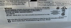 Bosch Dryer Model Not available