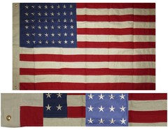 VINTAGE COTTON 48 STAR AMERICAN FLAG – 3 X 5 OLD GLORY SEWN AND EMBROIDERED USA