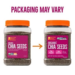 BetterBody Foods Organic Chia Seeds 2 lbs, 32 Oz, with Omega-3, Non-GMO, Gluten