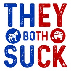 Both Suck Bold Bipartisan Critique Political Design Sticker, max. 4 x 4″