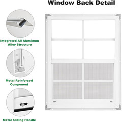 18″ x 23″ Shed Windows 2 Pack Sliding Tempered Glass Metal Mesh Screen Flush Mou