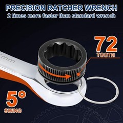 72-Tooth Ratchet Wrench Set Combination Tool SAE Metric Chrome Vanadium Steel US
