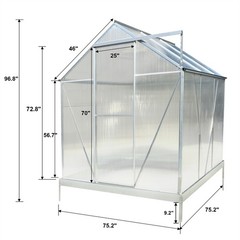 4.2/6.2/10.2ft Greenhouse Walk-in Green House Kit w/ Vent & Rain Gutter Backyard