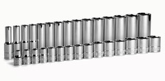 3/8 in. Drive Shallow and Deep Chrome Socket Set, 6-Point, 8 to 22 mm, 30-Piece