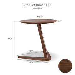River Run 19.75 In. Walnut round Wood End Table with V-Shape Base