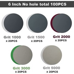100PCS 6 inch Hook Loop Sanding Discs 1000 1500 2000 3000 5000 Wet Dry Sandpaper