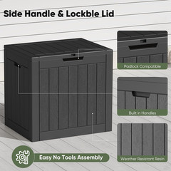 31 Gallon Outdoor Storage Box, Waterproof Deck Box with Lockable Lid, Patio Furn
