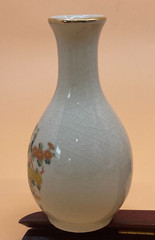 Mini Vase PRICE PRODUCTS JAPAN Peacock Floral Design Crazed Finish 4.25in tall