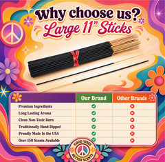 100 Incense Sticks 11″ Bulk Pack Wholesale Hand Dipped Mix Match Variety Lot