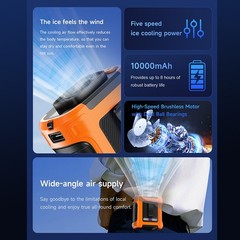 Portable Waist Fan Clip On 10000mAh Rechargeable Personal Cooling Neck Shirt Fan