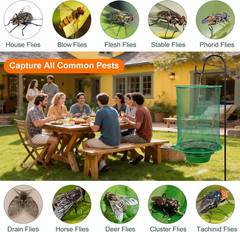 1-200X Ranch Fly Trap Reusable Hanging Fly Traps Outdoor Flay Catcher Cage Net