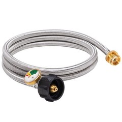 6FT Braided Propane Hose Adapter with Gauge 1lb to 5-20lb Tank