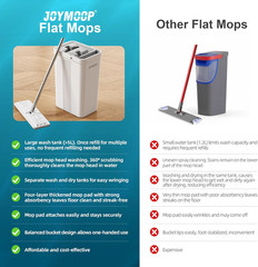 Flat Mop System, Microfiber Mop and Bucket Set, White, Commercial & Household Us