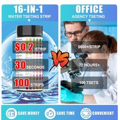 16 in 1 Water Test Kit Strips 100 Count Home Drinking Tap Water Quality Test US