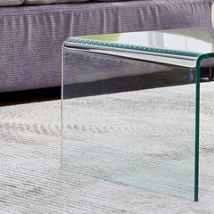 Modern Rectangular Waterfall Design Tempered Glass Coffee Table