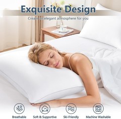 Pillow Queen Supportive Bed Pillow for Side Back Sleepers OEKO-TEX 2 Pack