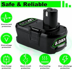 2PACK For RYOBI 18V 8.0Ah P108 High Capacity Battery 18Volt Lithium-Ion One Plus