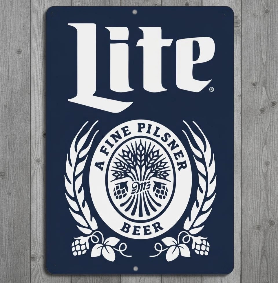 Miller Lite A Fine Pilsner Beer 12 x 18 Novelty Metal Sign USA Made New!