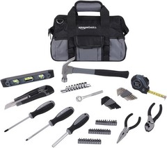 Amazon Basics 65 Piece Home Repair Tool Kit Set With Carrying Bag Hand Tools