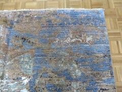 8 x 10 Hand Knotted Multi Colored Modern Abstract Oriental Rug With Silk G11411