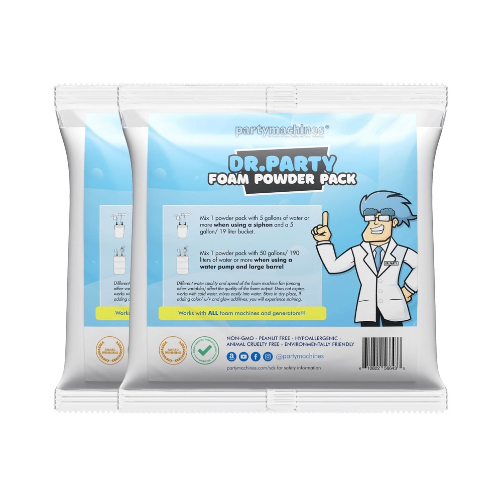 Foam Powder Pack of 2, Makes up to 240 Gallons of Foam Party Fun for Foam Machin