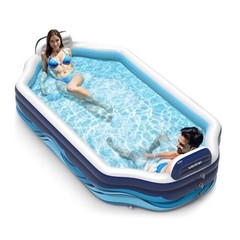 Inflatable Pool for Kids & Adults | Oversized Thickened Large 120 inch