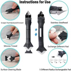 5 in 1 Silicone Sealant Remover Tool Kit Set Scraper Caulking Mould Removal US