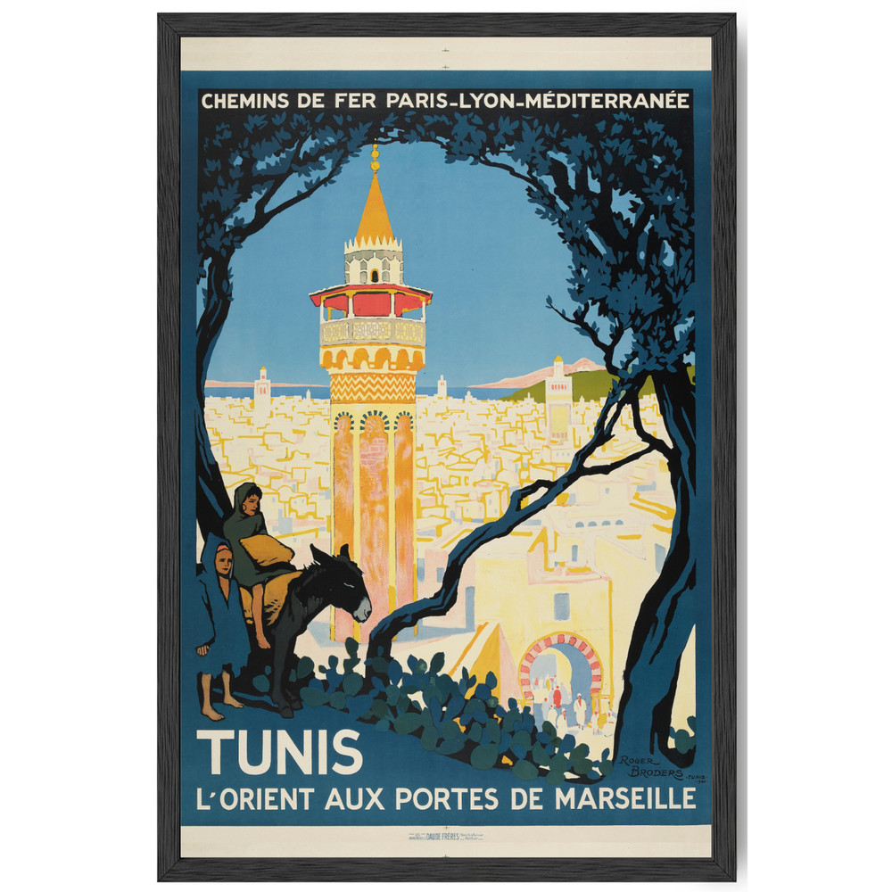 Tunis Tunisia Vintage Travel Poster Framed 11×17 Retro Wall Art Print Gift