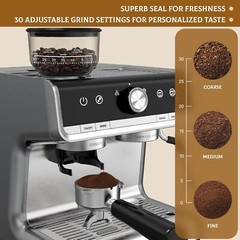 Espresso Machine with Grinder 20 Bar Espresso Coffee Maker Latte w/Milk Frother