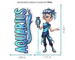 Aquarius Sticker and Magnet – the Water-Bearer Horoskins™ – Zodiac Air Sign | Wa