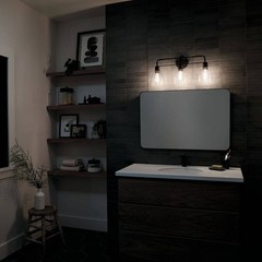3 Light Vanity Light In Vintage Industrial Style-11.25 Inches Tall and 24.25