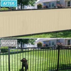 Privacy Fence Screen in Beige Tan with Silver Grommet 90 Pct Blockage Windscreen